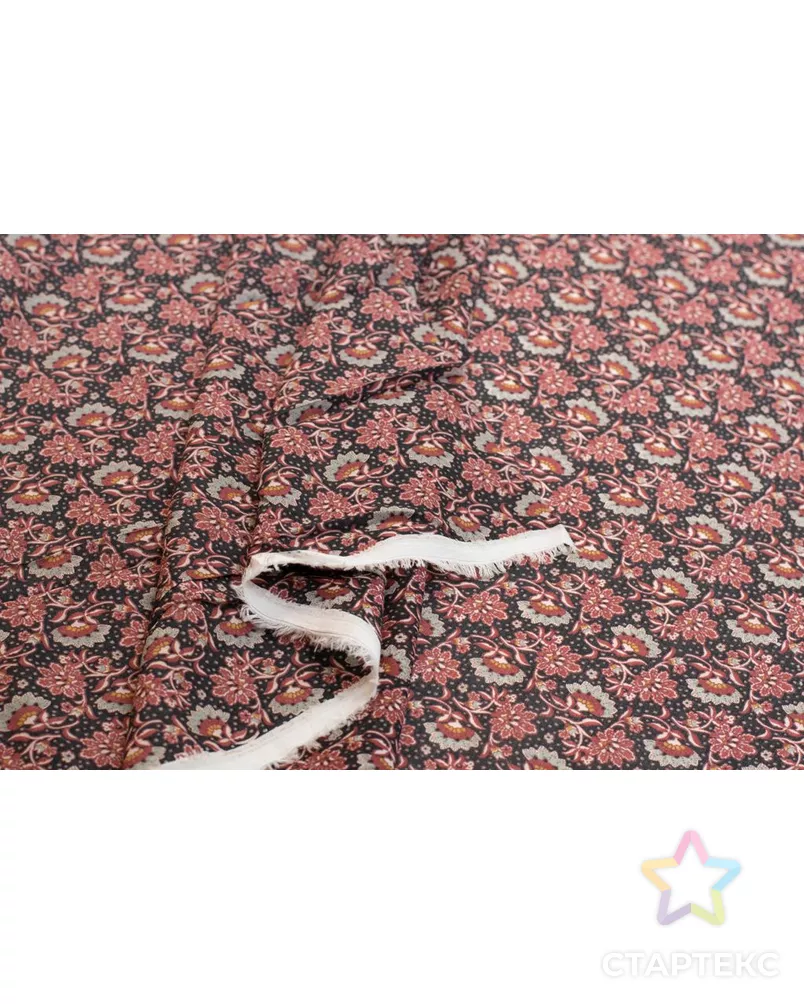 Шифон блузочно-плательный с рисунком "Сказочные цветы", в коричневых тонах арт. ГТ-6092-1-ГТ-42-7847-10-21-1 - рис. 4