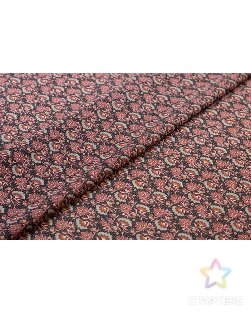 Шифон блузочно-плательный с рисунком "Сказочные цветы", в коричневых тонах арт. ГТ-6092-1-ГТ-42-7847-10-21-1 - рис. 5