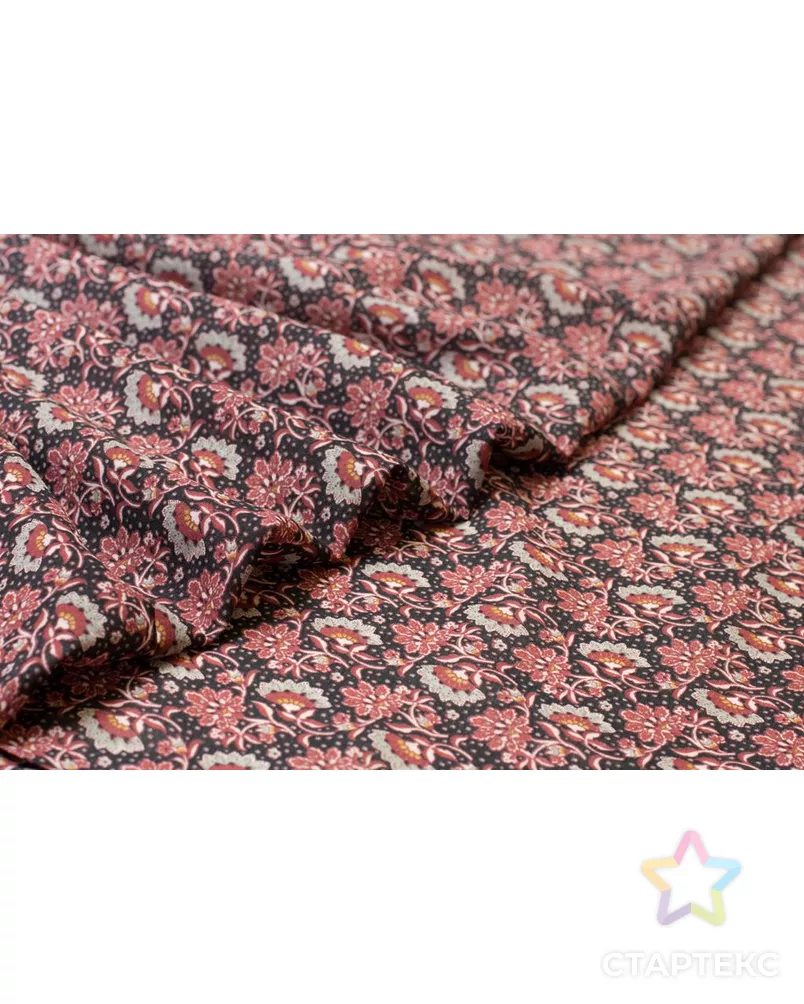 Шифон блузочно-плательный с рисунком "Сказочные цветы", в коричневых тонах арт. ГТ-6092-1-ГТ-42-7847-10-21-1 - рис. 6