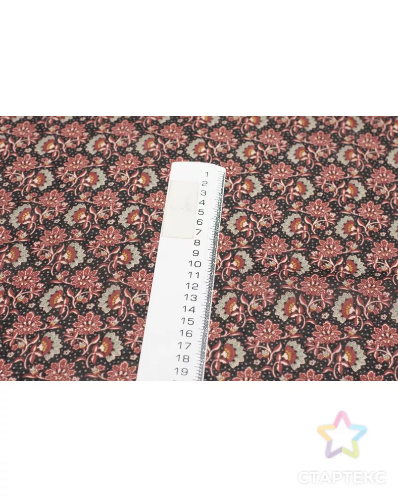 Шифон блузочно-плательный с рисунком "Сказочные цветы", в коричневых тонах арт. ГТ-6092-1-ГТ-42-7847-10-21-1 - рис. 7