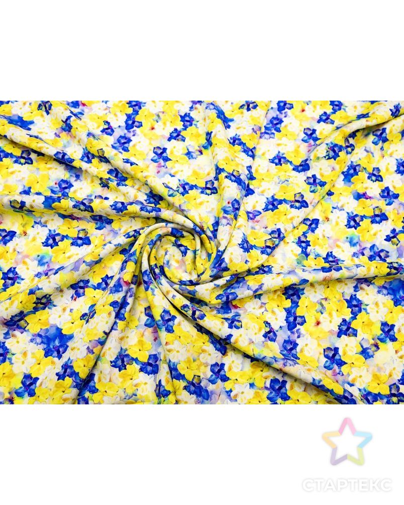Штапель с рисунком "Желтые и синие цветы" арт. ГТ-8675-1-ГТ-43-10578-10-21-12 1
