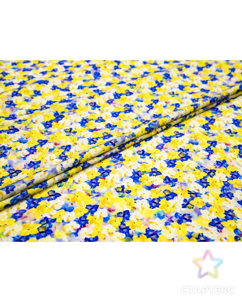 Штапель с рисунком "Желтые и синие цветы" арт. ГТ-8675-1-ГТ-43-10578-10-21-12 2