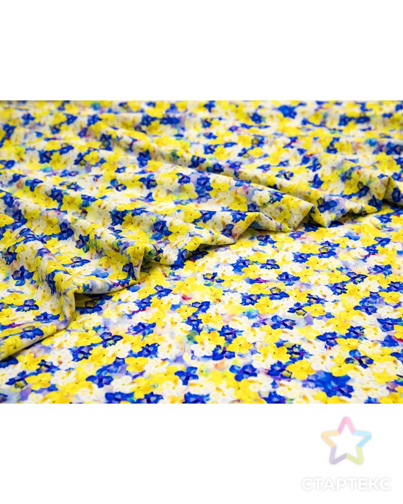 Штапель с рисунком "Желтые и синие цветы" арт. ГТ-8675-1-ГТ-43-10578-10-21-12 3