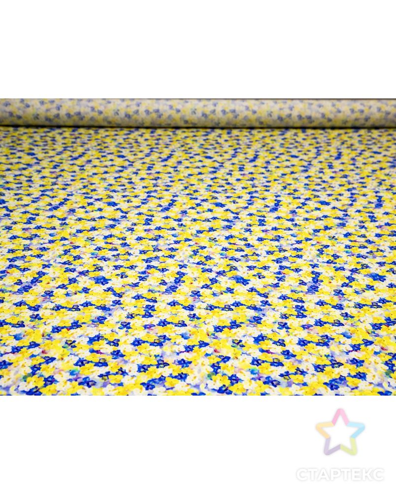 Штапель с рисунком "Желтые и синие цветы" арт. ГТ-8675-1-ГТ-43-10578-10-21-12 4
