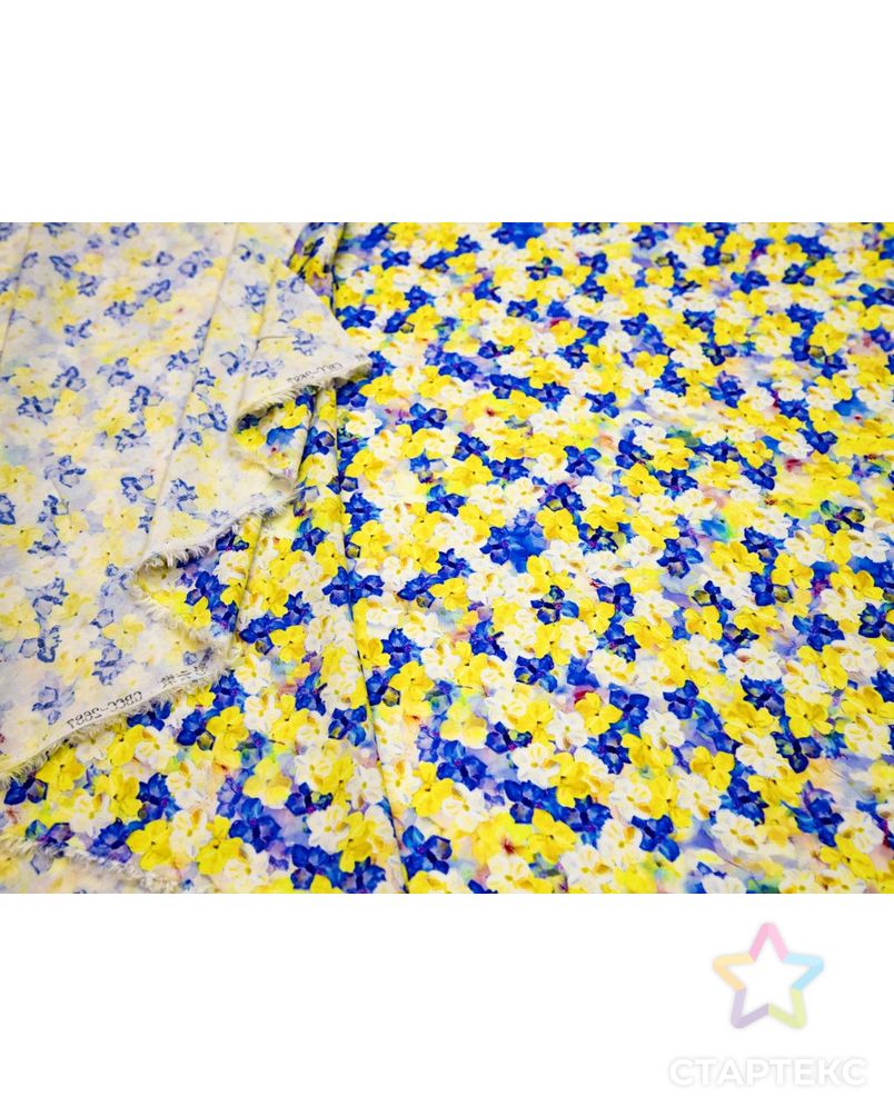 Штапель с рисунком "Желтые и синие цветы" арт. ГТ-8675-1-ГТ-43-10578-10-21-12 5