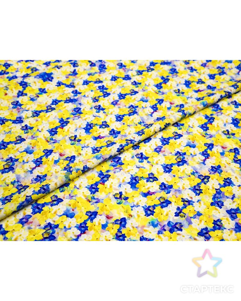 Штапель с рисунком "Желтые и синие цветы" арт. ГТ-8675-1-ГТ-43-10578-10-21-12 6