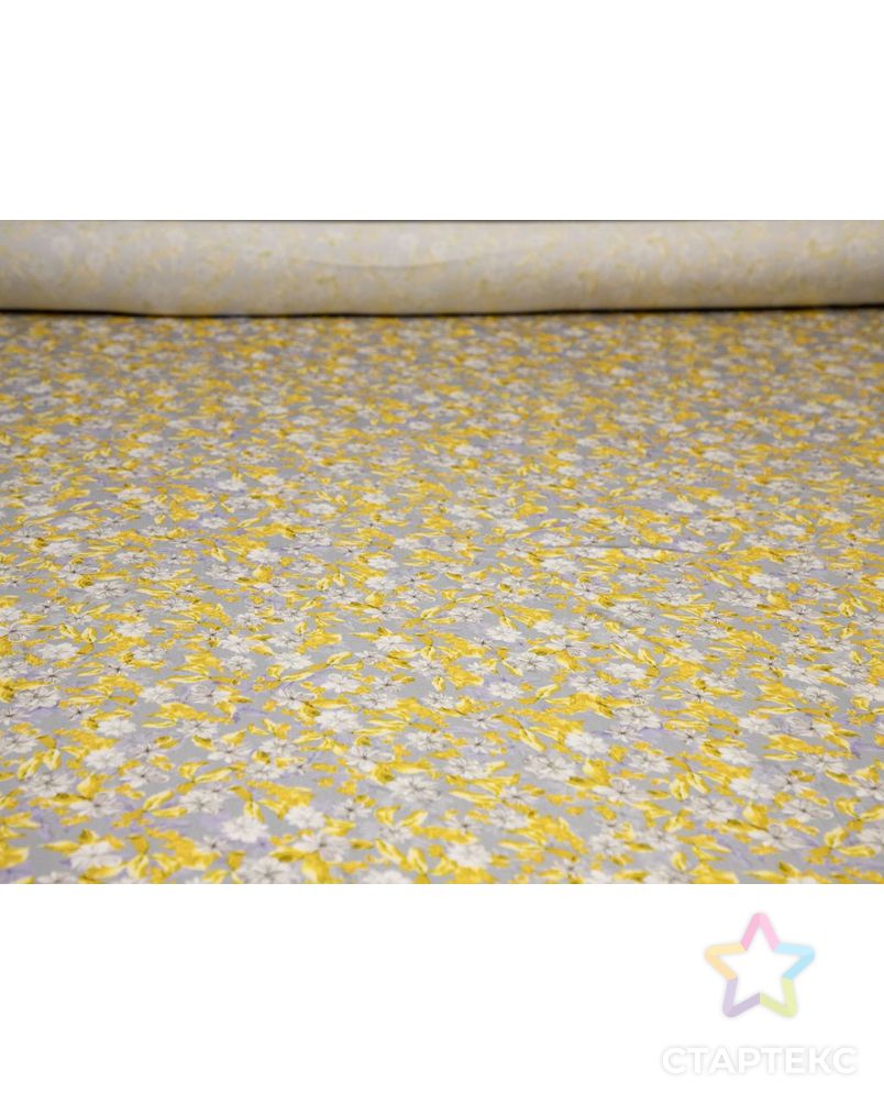 Штапель с рисунком "Золотые цветы на сером" арт. ГТ-8681-1-ГТ-43-10584-10-21-1 4