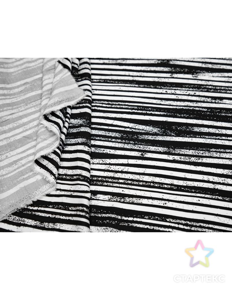 Штапель с рисунком "Полосы и брызги", цвет черно-белый арт. ГТ-8685-1-ГТ-43-10589-16-37-1 5