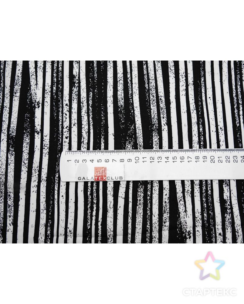 Штапель с рисунком "Полосы и брызги", цвет черно-белый арт. ГТ-8685-1-ГТ-43-10589-16-37-1 7