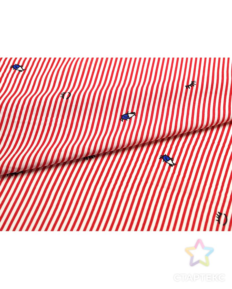 Штапель в красно-белую полоску с принтом арт. ГТ-4570-1-ГТ-43-6110-3-21-1