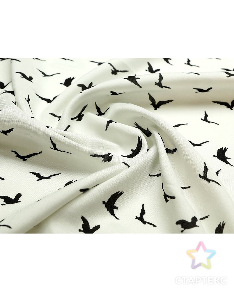Штапель, птички на белом фоне арт. ГТ-4581-1-ГТ-43-6123-13-37-1 1