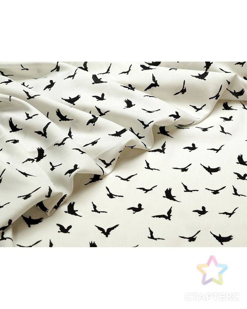 Штапель, птички на белом фоне арт. ГТ-4581-1-ГТ-43-6123-13-37-1
