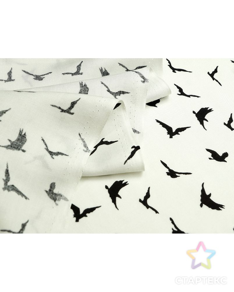 Штапель, птички на белом фоне арт. ГТ-4581-1-ГТ-43-6123-13-37-1 6