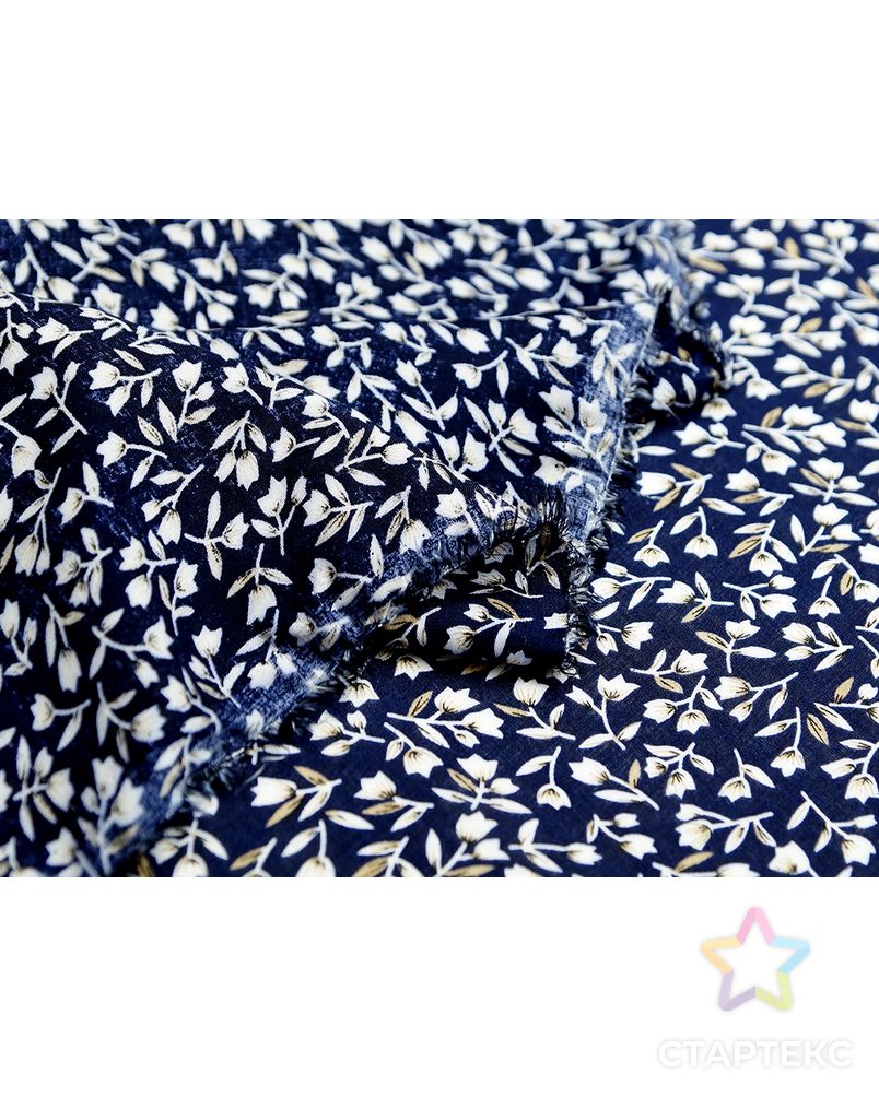 Штапель, цветочный принт на синем фоне арт. ГТ-4583-1-ГТ-43-6125-11-21-1