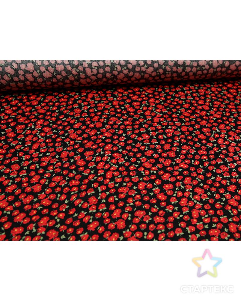 Штапель с красными цветами на черном фоне арт. ГТ-5037-1-ГТ-43-6675-10-21-1 2