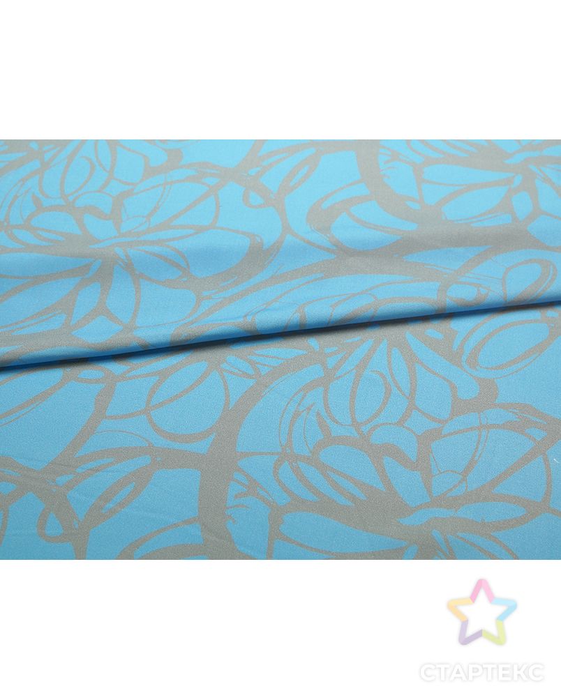 Штапель с абстрактным принтом в бежево-голубом цвете арт. ГТ-5128-1-ГТ-43-6807-16-21-1