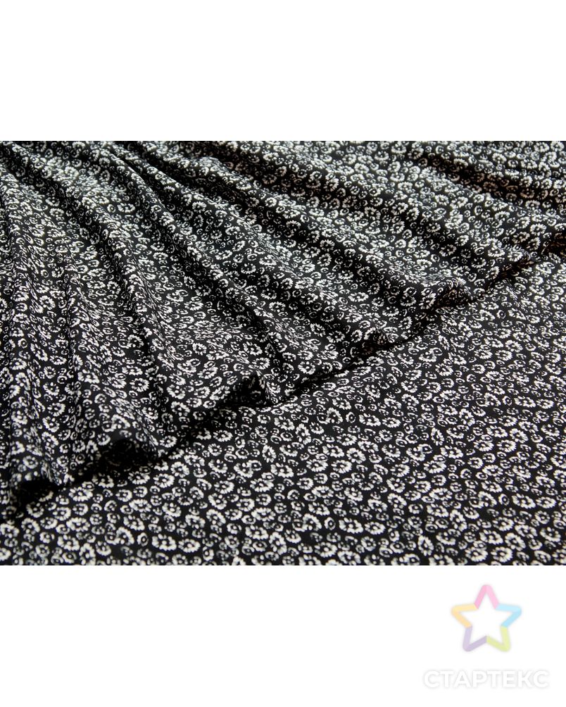 Штапель с черно-белыми цветочками арт. ГТ-5272-1-ГТ-43-6966-10-37-1