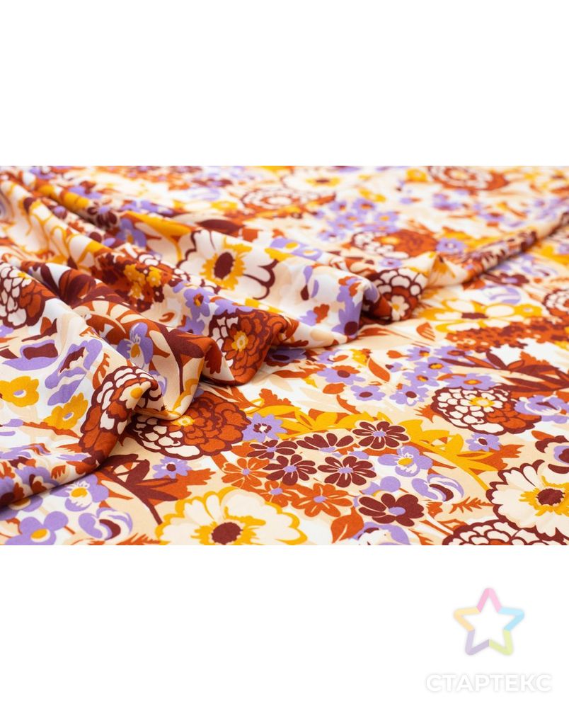 Штапель с рисунком "цветы" в коричнево-фиолетовых тонах арт. ГТ-5951-1-ГТ-43-7684-10-21-1 5