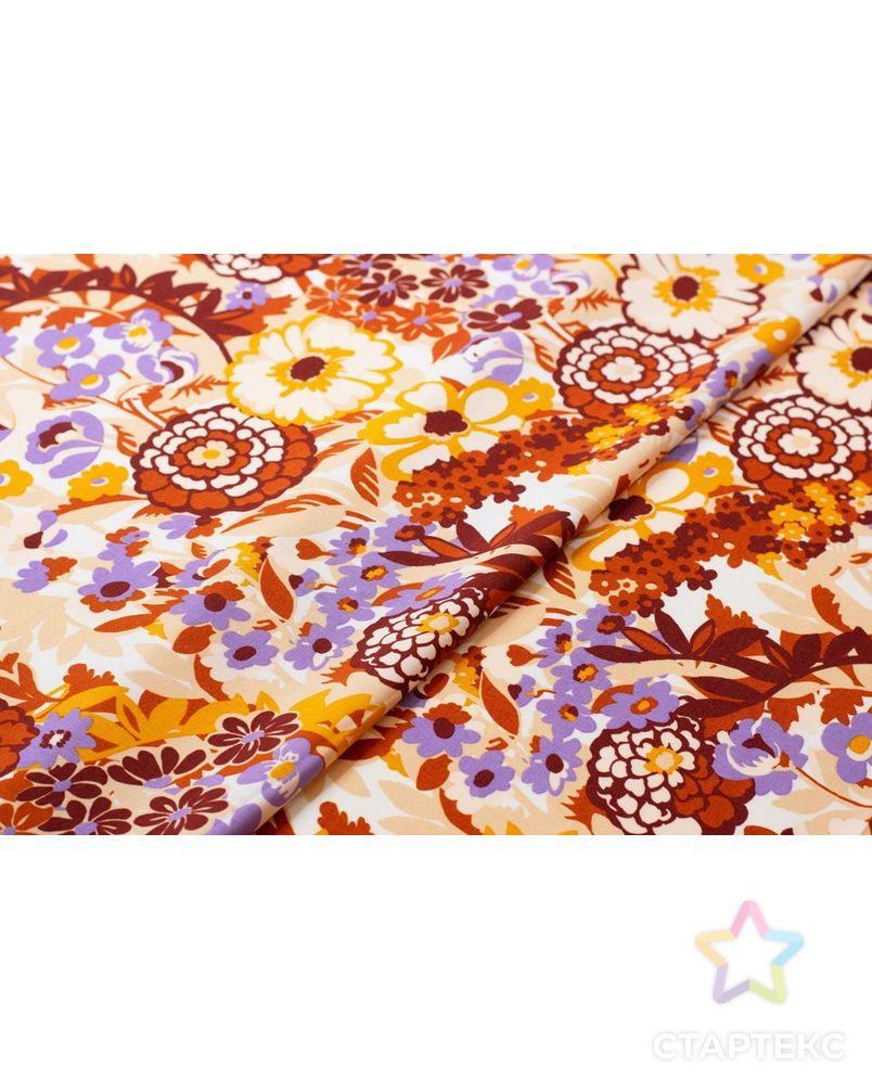 Штапель с рисунком "цветы" в коричнево-фиолетовых тонах арт. ГТ-5951-1-ГТ-43-7684-10-21-1