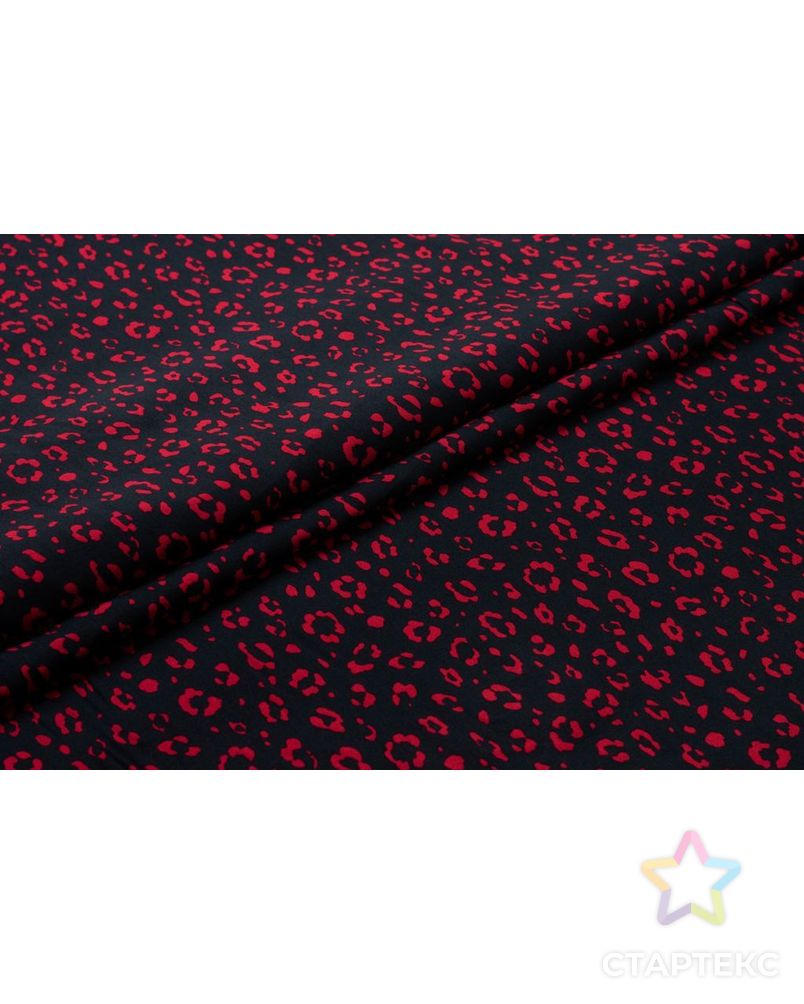 Штапель с красным анималистичным принтом на черном фоне арт. ГТ-5960-1-ГТ-43-7691-13-21-1
