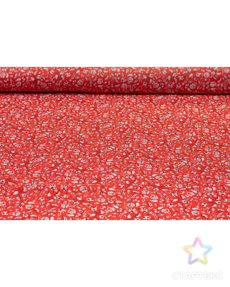 Штапель с цветочным рисунком на красном фоне арт. ГТ-6026-1-ГТ-43-7763-10-21-1 5