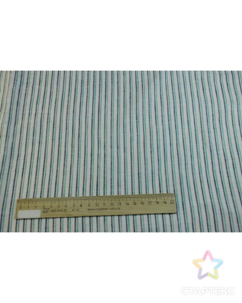 Льняная ткань, сине-зеленые полоски арт. ГТ-1428-1-ГТ0043433 2