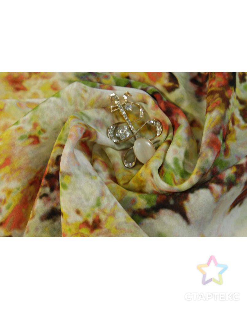 Шелк, цветочный узор с эффектом размытия арт. ГТ-1439-1-ГТ0043484