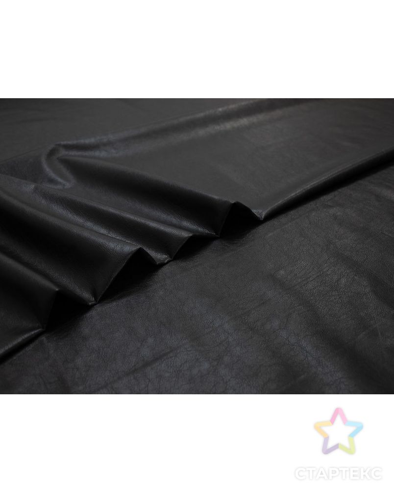 Экокожа в винтажном стиле на трикотажной основе, цвет  черный арт. ГТ-8272-1-ГТ-44-10085-1-38-1 3