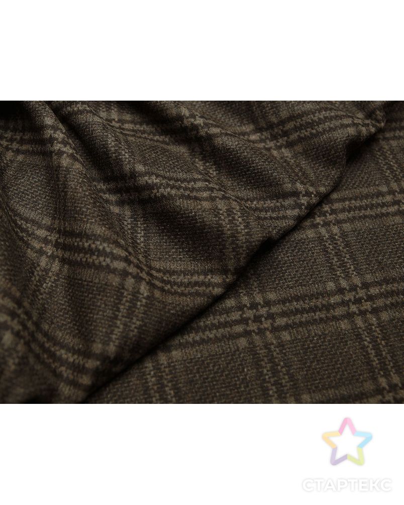 Кашемировая двухсторонняя пальтовая ткань шоколадно-коричневого цвета в клетку арт. ГТ-1581-1-ГТ0045111