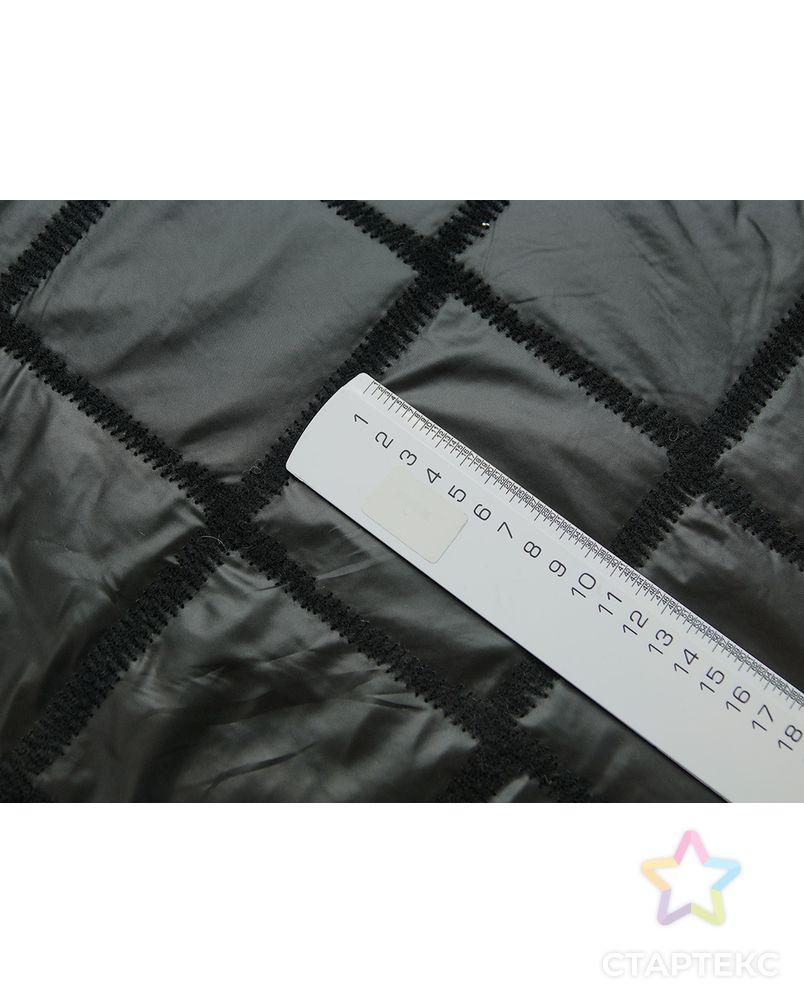 Ткань курточная купонная стеганая двухсторонняя  (раппорт 1,5м) смоляного цвета арт. ГТ-1672-1-ГТ0045323 4