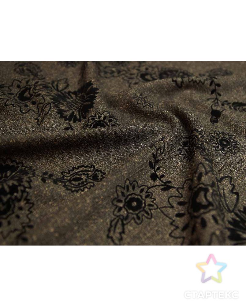 Заказать Ткань костюмная меланжево-коричневого цвета с бархатным цветочным узором арт. ГТ-2507-1-ГТ0047246 в Новосибирске
