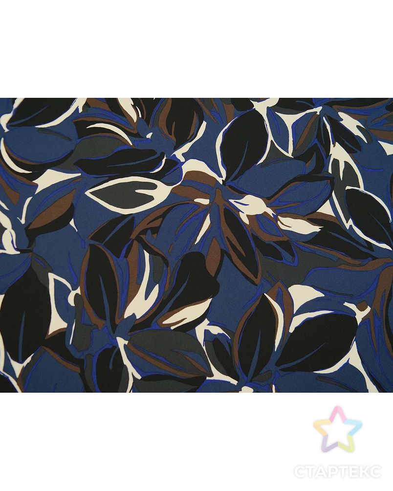 Ткань креповая плательная с абстрактным рисунком на синем фоне арт. ГТ-2537-1-ГТ0047310