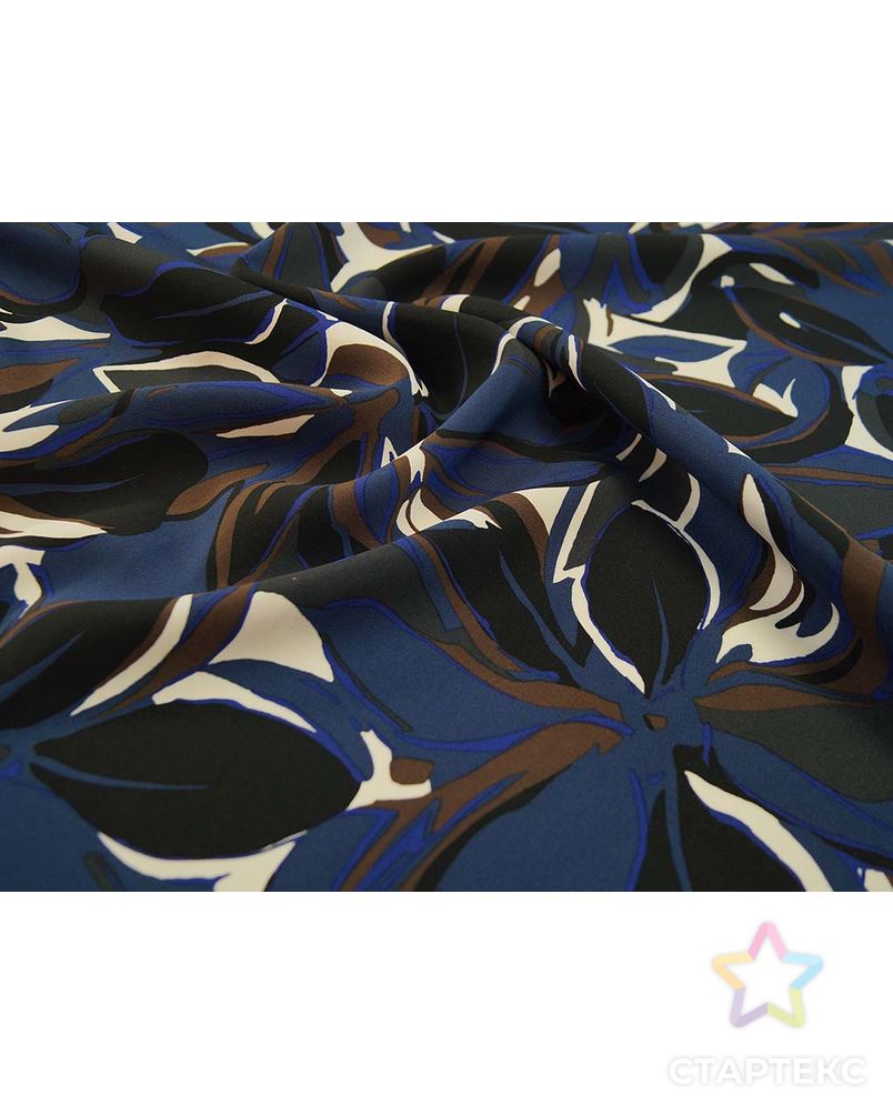 Ткань креповая плательная с абстрактным рисунком на синем фоне арт. ГТ-2537-1-ГТ0047310 3