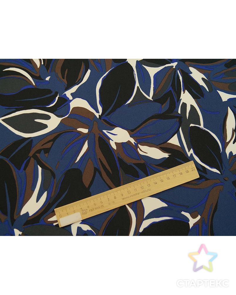 Ткань креповая плательная с абстрактным рисунком на синем фоне арт. ГТ-2537-1-ГТ0047310 4