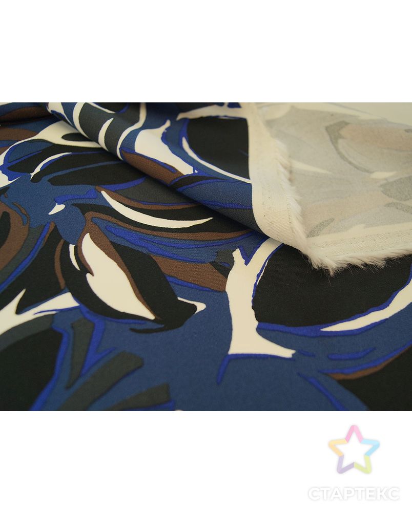 Ткань креповая плательная с абстрактным рисунком на синем фоне арт. ГТ-2537-1-ГТ0047310 5