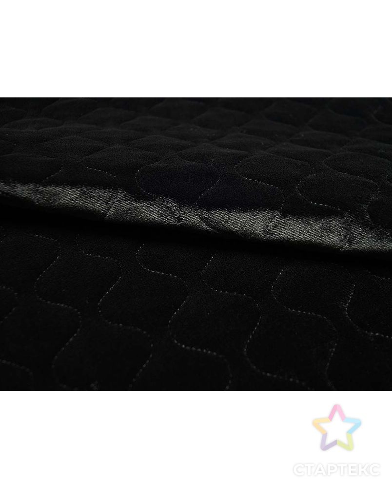 Курточная стеганая бархатная ткань, однотонная, цвет черный арт. ГТ-2571-1-ГТ0047347 1