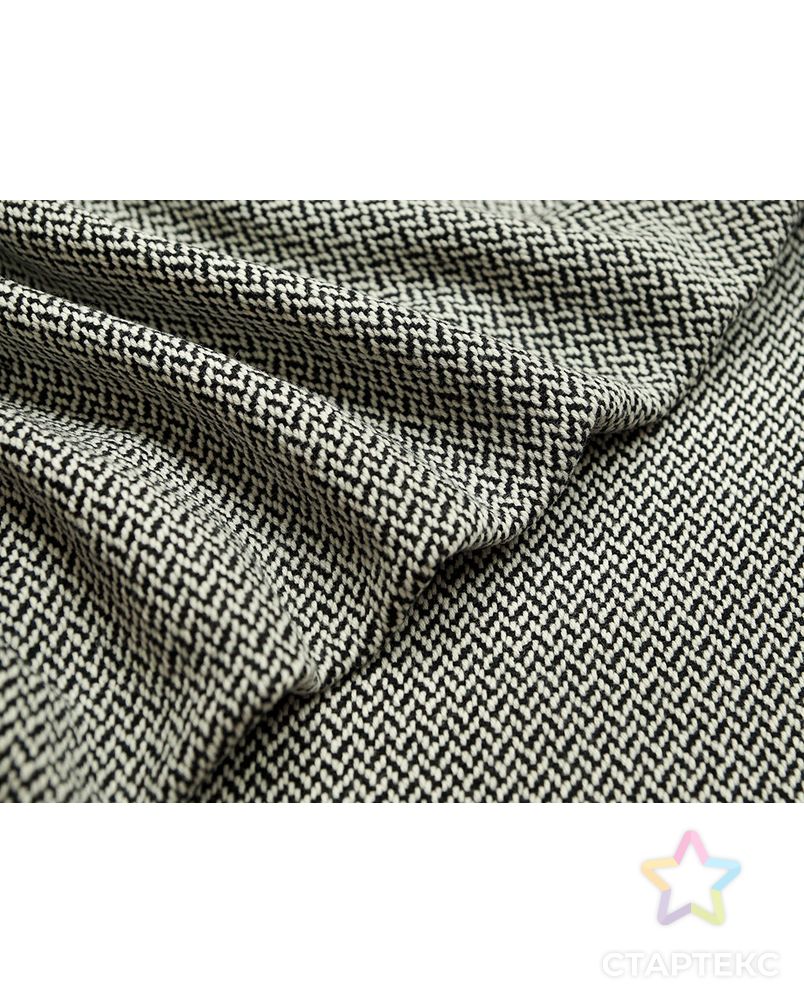 Шерстяная пальтовая ткань крупного плетения, черно-белая елочка арт. ГТ-2729-1-ГТ0047522