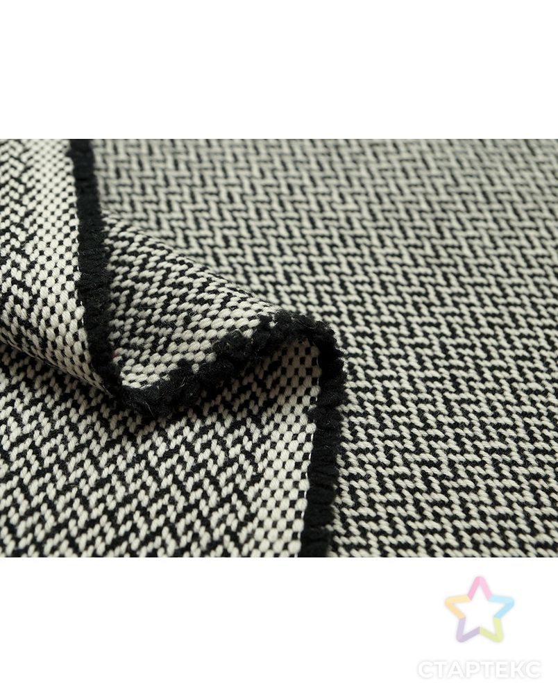 Шерстяная пальтовая ткань крупного плетения, черно-белая елочка арт. ГТ-2729-1-ГТ0047522 5