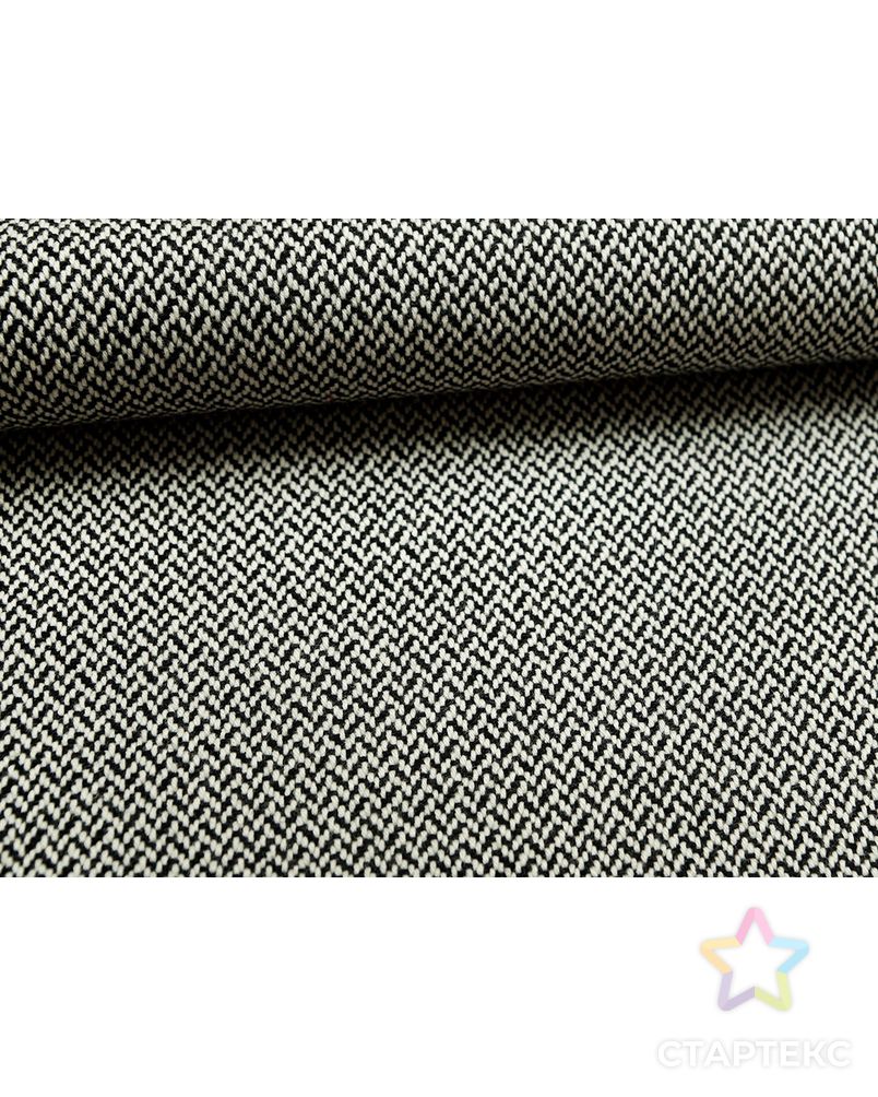 Шерстяная пальтовая ткань крупного плетения, черно-белая елочка арт. ГТ-2729-1-ГТ0047522