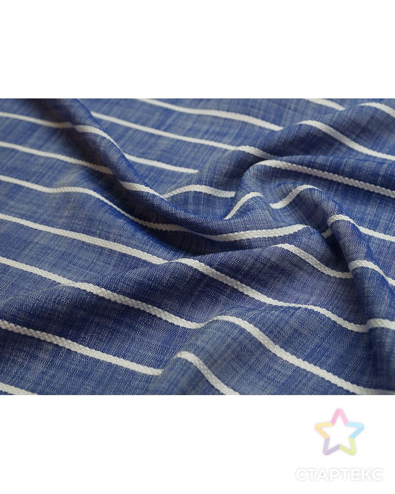 Плательная ткань меланжевого синего цвета с фактурными полосами   (139г/м2) арт. ГТ-2744-1-ГТ0047537 3
