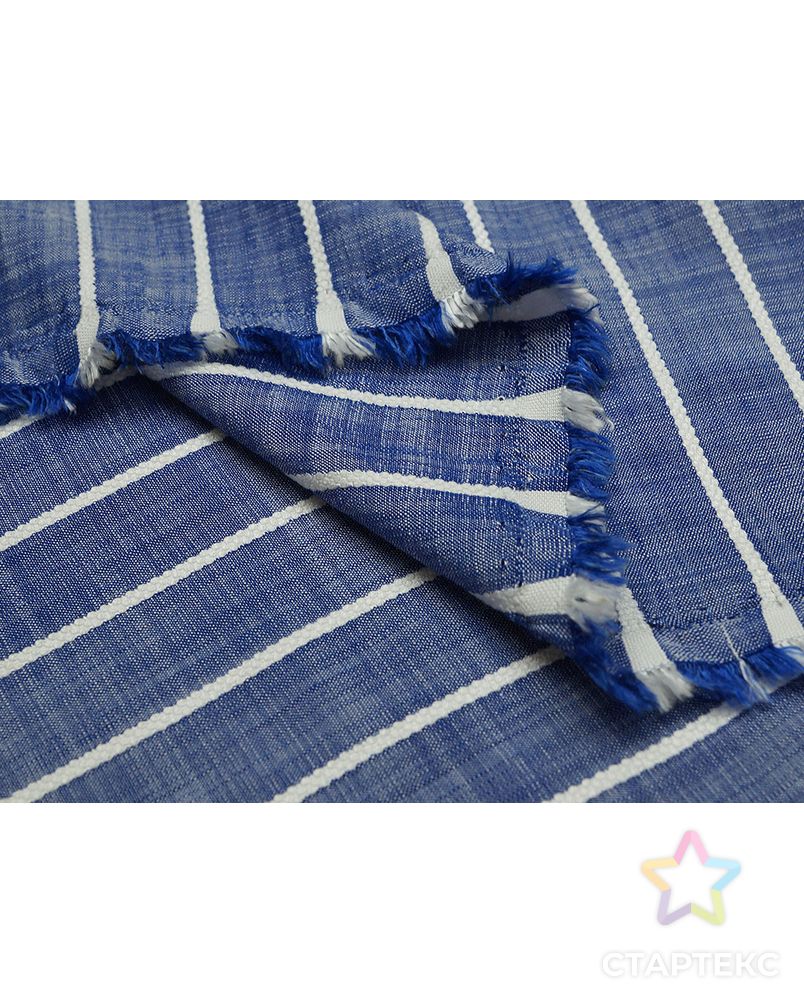 Плательная ткань меланжевого синего цвета с фактурными полосами   (139г/м2) арт. ГТ-2744-1-ГТ0047537 5