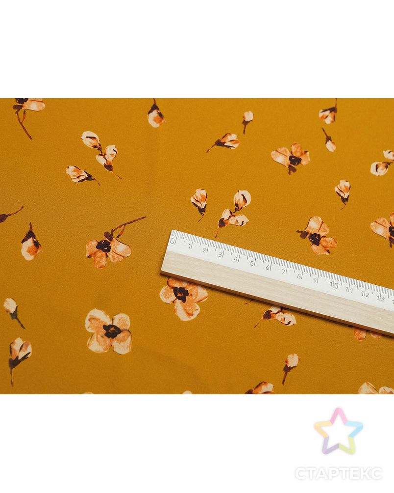 Шелк с мелким цветочным принтом на золотом фоне арт. ГТ-2806-1-ГТ0047685