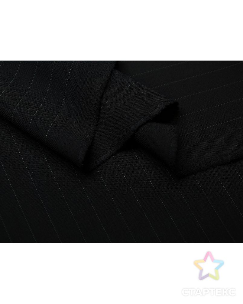 Шерстяная костюмная ткань черного цвета в тонкую полоску арт. ГТ-2891-1-ГТ0047769