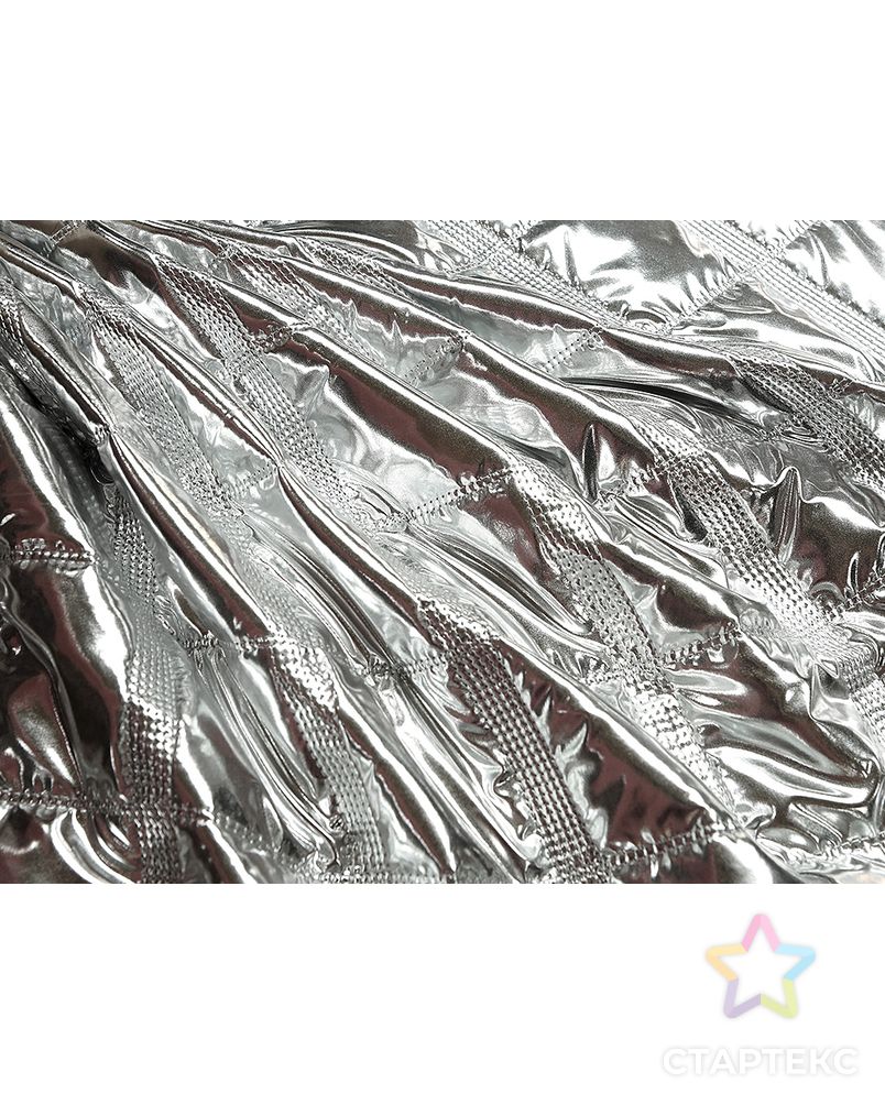 Курточная 2-х сторонняя стеганая ткань, цвет зеркально-серебристый  (150 г/м2) арт. ГТ-2945-1-ГТ0047825