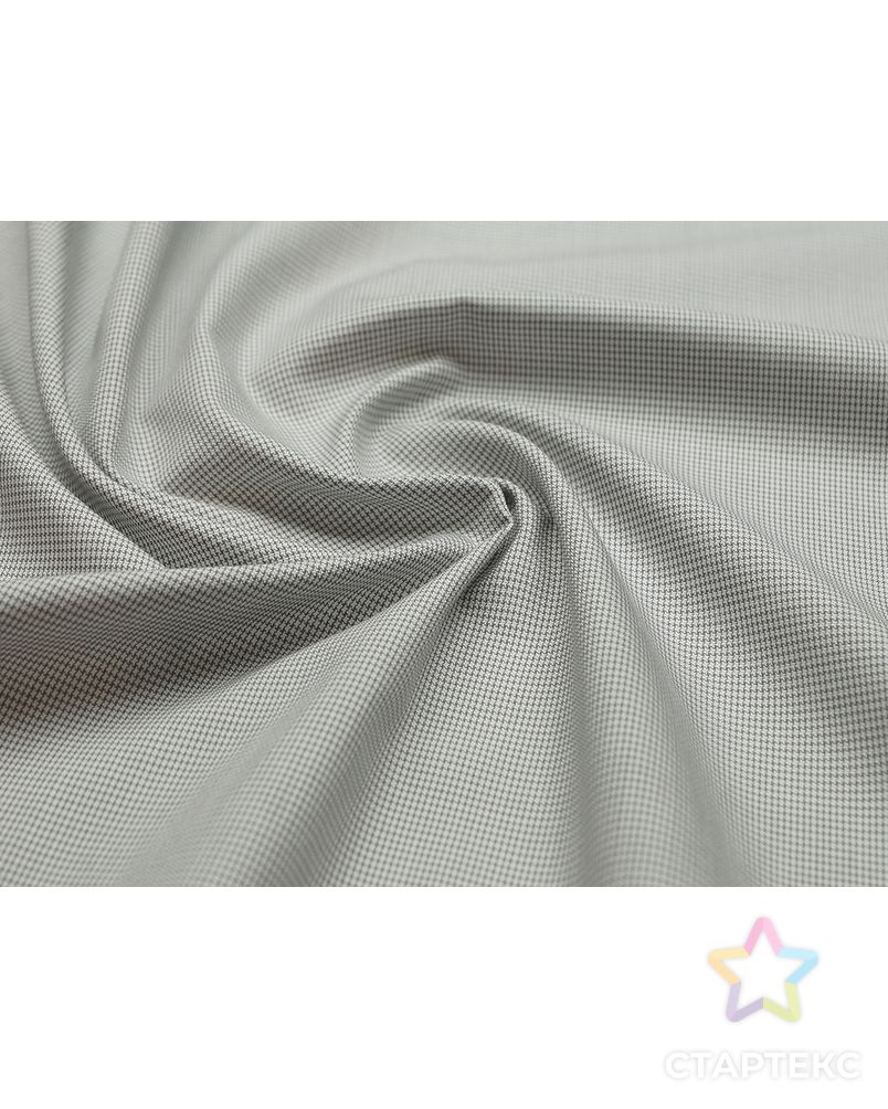 Рубашечная хлопковая ткань, на сером фоне мелкая гусиная лапка белого цвета арт. ГТ-3018-1-ГТ0047898