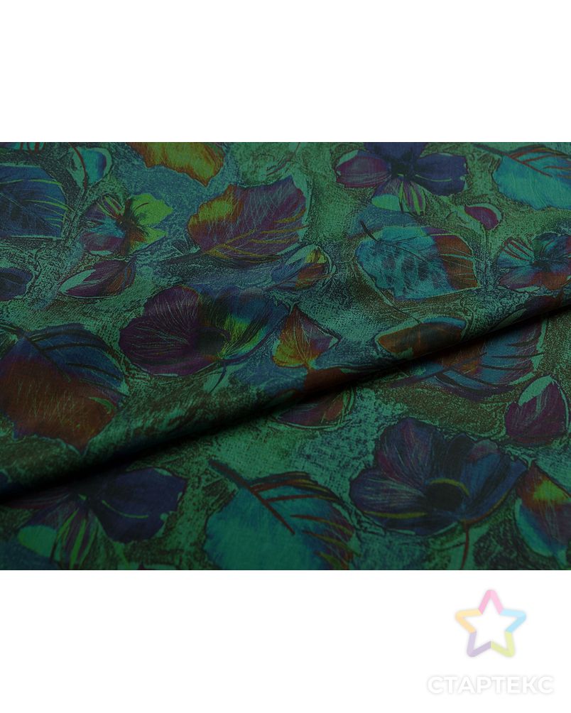 Великолепная плательная ткань с растительным принтом на зеленом фоне  (177 г/м2) арт. ГТ-3247-1-ГТ0047984 5