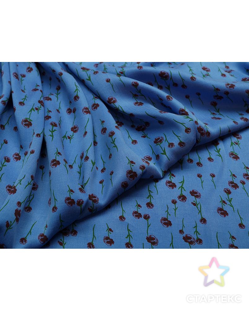 Великолепная плательная ткань с мелкими цветами на синем фоне  (177 г/м2) арт. ГТ-3248-1-ГТ0047985 3