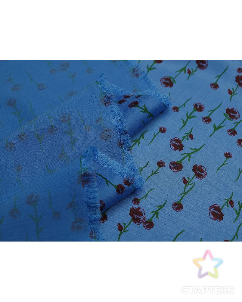 Великолепная плательная ткань с мелкими цветами на синем фоне  (177 г/м2) арт. ГТ-3248-1-ГТ0047985 6