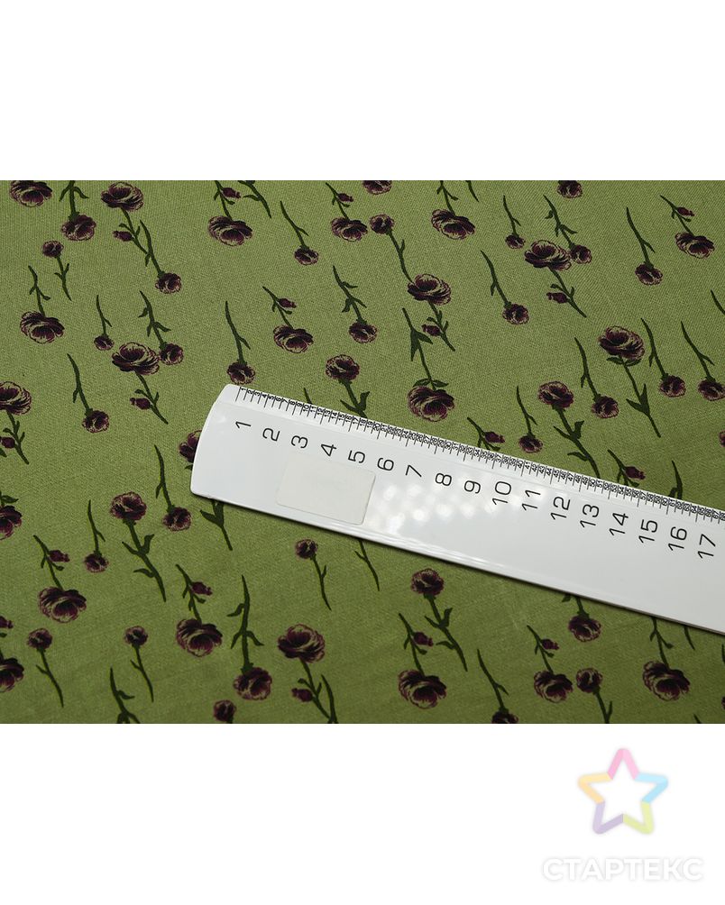 Великолепная плательная ткань с мелкими цветочками на фисташковом фоне  (177 г/м2) арт. ГТ-3251-1-ГТ0047988 4