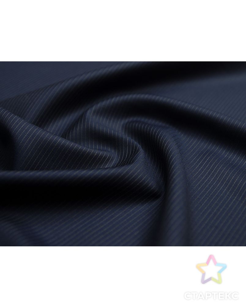 Классическая костюмная ткань темно-синего цвета в тонкую полосочку   (150 гр/м2) арт. ГТ-3253-1-ГТ0047991 1